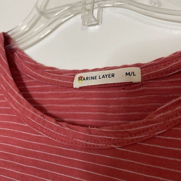 Marine Layer Red coral stripe pocket tshirt size Medium/large - Picture 6 of 6
